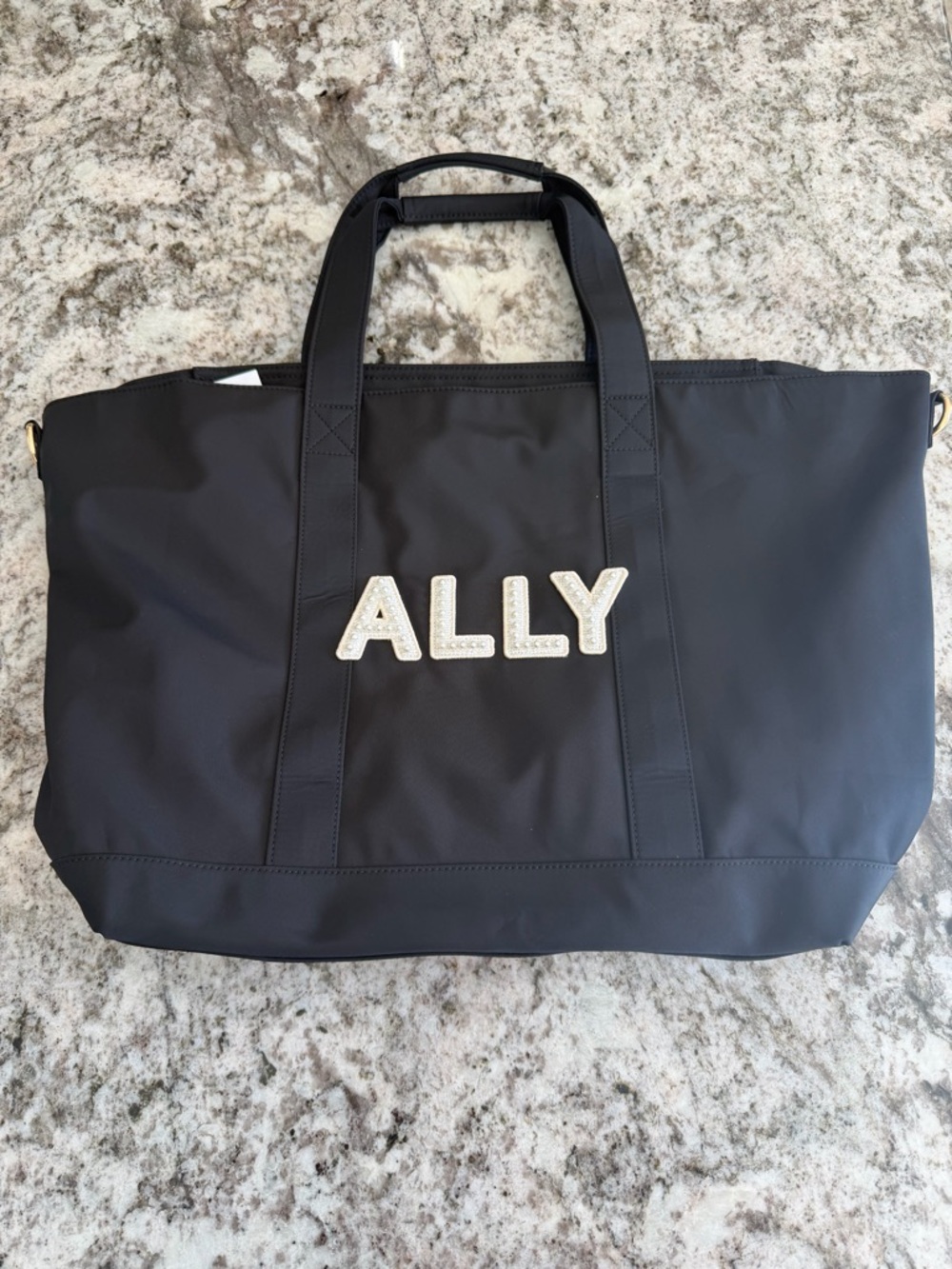 Stoney Clover Lane ‘ALLY' Black Tote Bag with Embellished patches